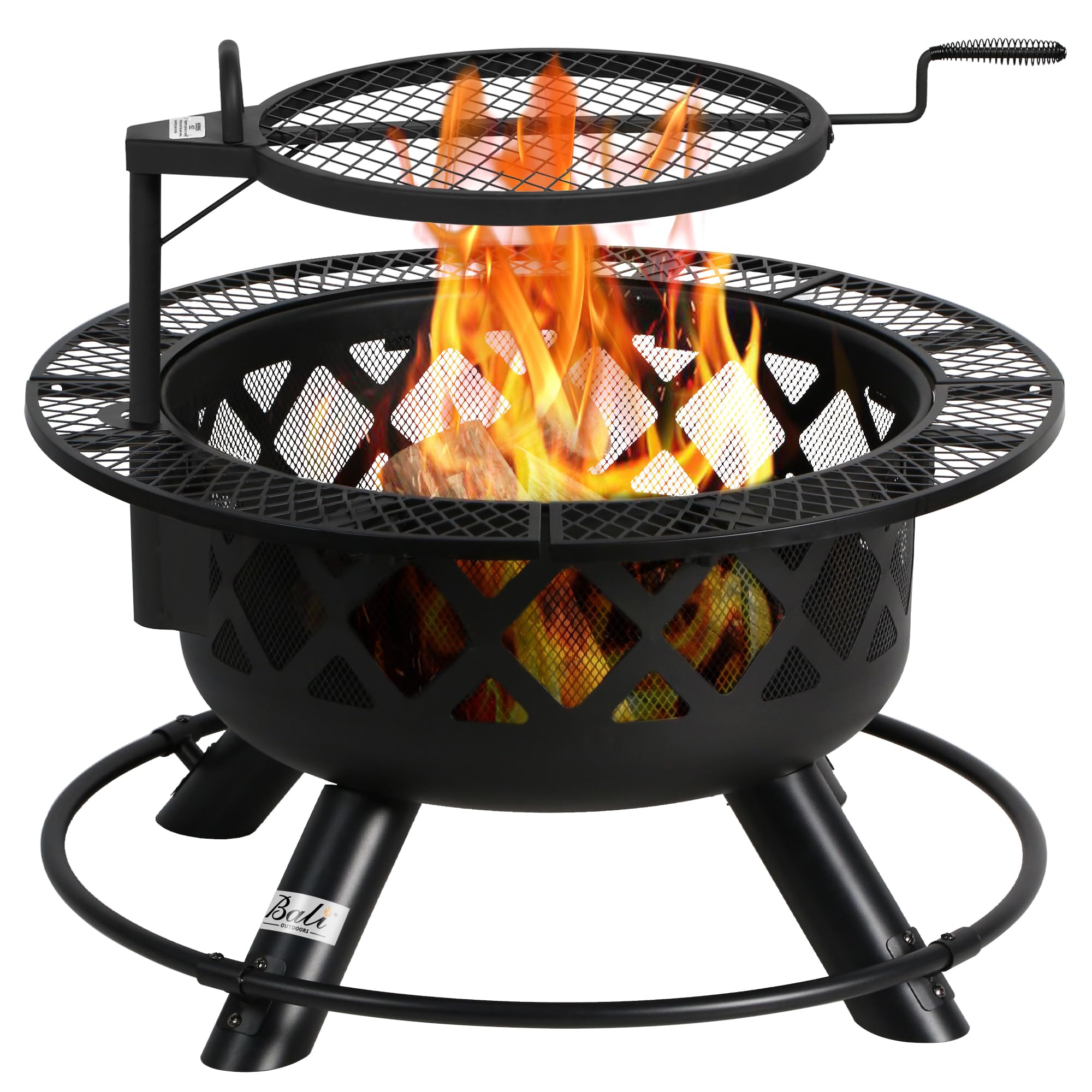 32 inch Outdoor Wood Fire Pit, Black