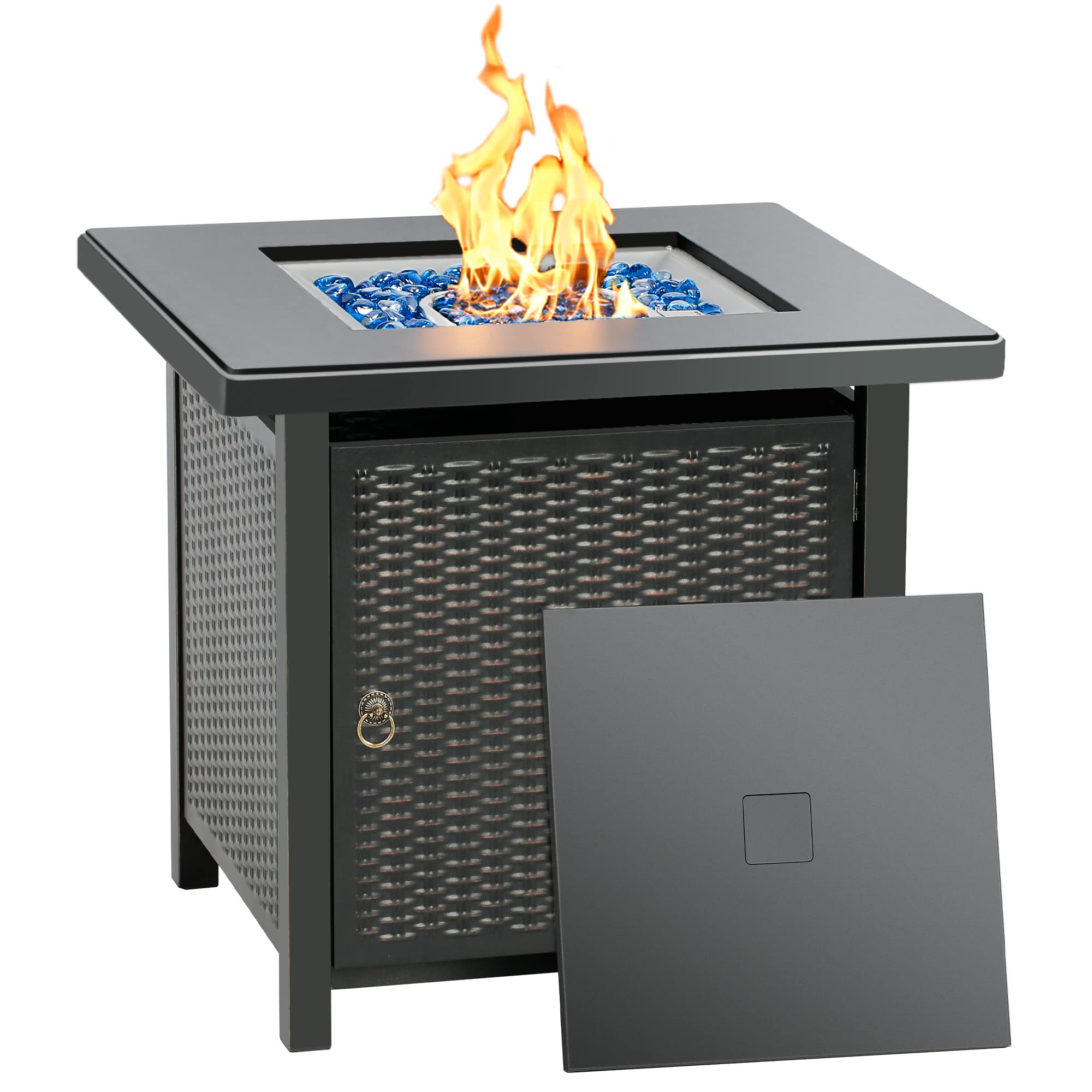 28 Inch Propane Fire Pit Table, Black