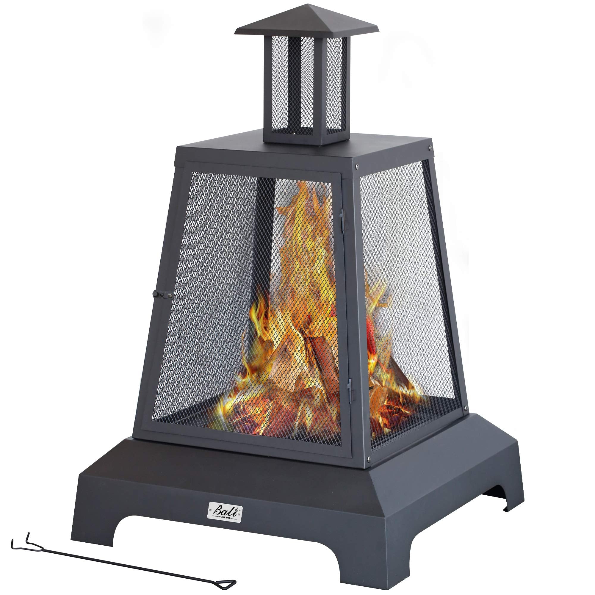 28 inch Wood Fire Pit Outdoor, Black
