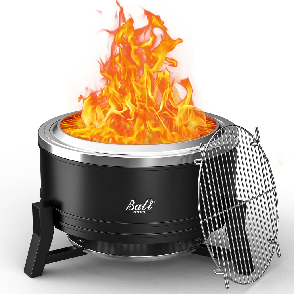 22 inch Smokeless Wood Firepit Outdoor, Black