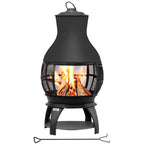 Outdoor Wood Burning Chiminea, Brown-Black