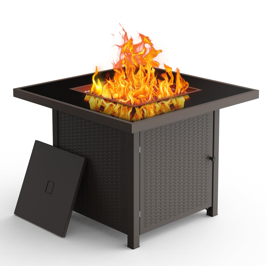 32 Inch Propane Fire Pit Table, Brown
