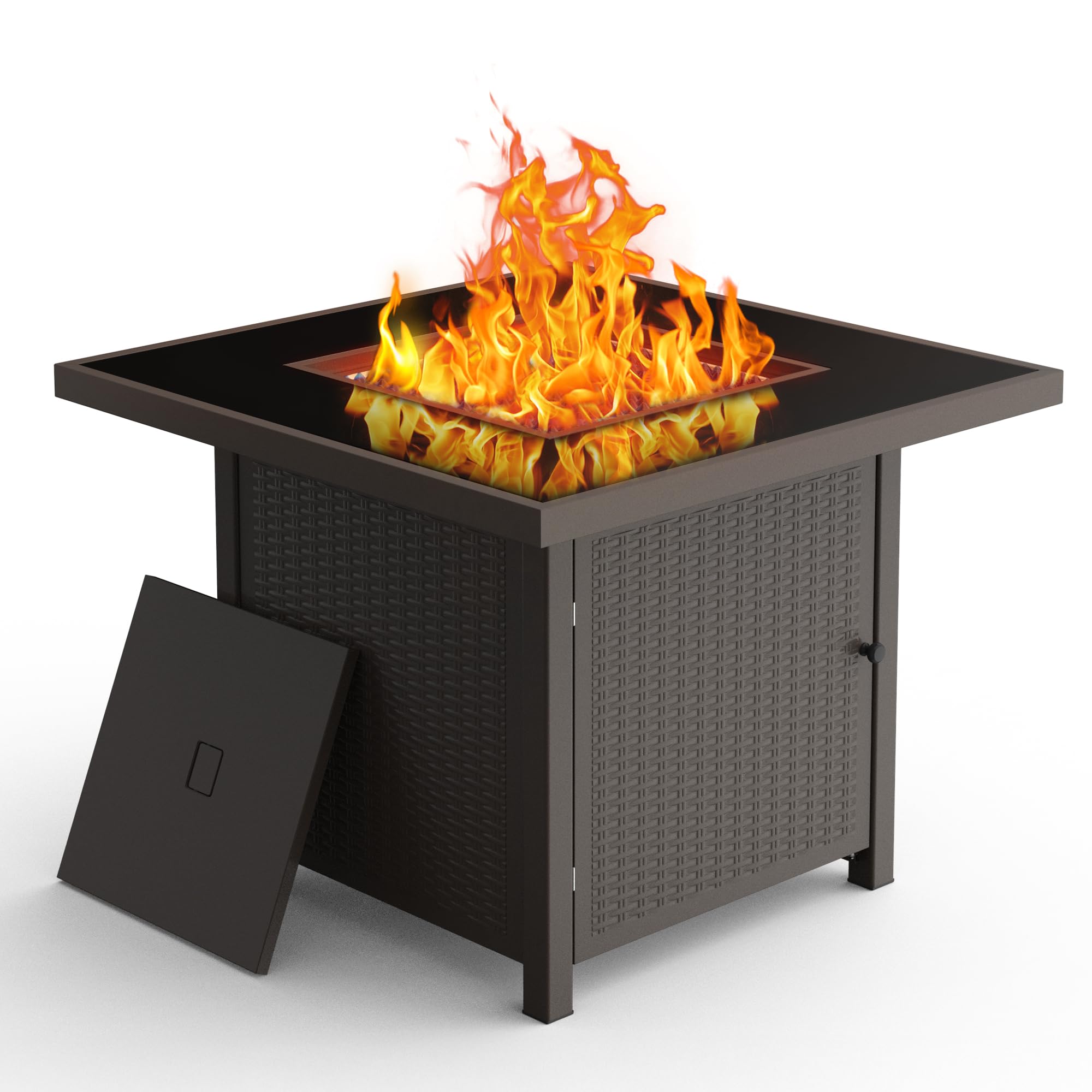 32 Inch Propane Fire Pit Table, Brown