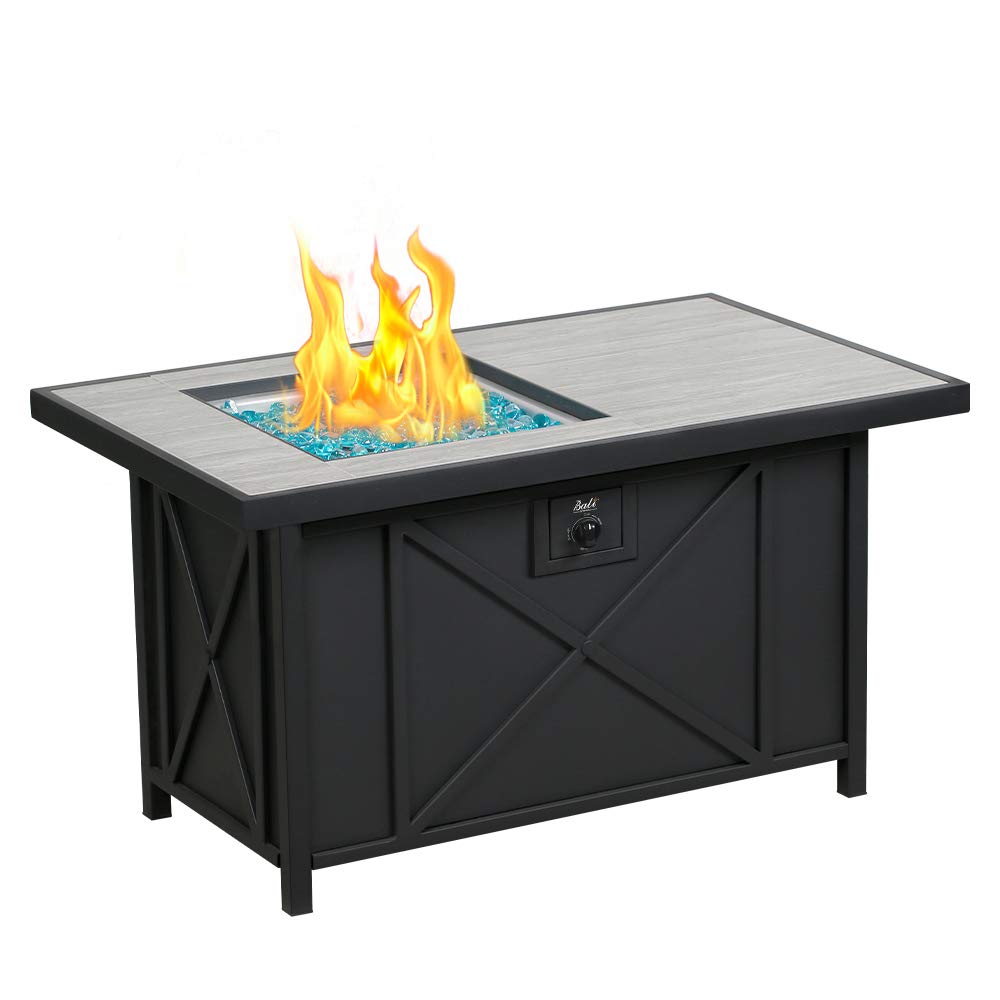 42 inch Rectangular Propane Fire Pit Table, Black