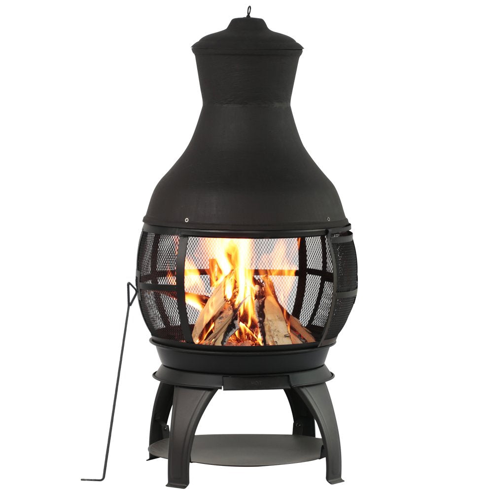 22 Inch Wood Burning Chiminea Fire Pits, Black