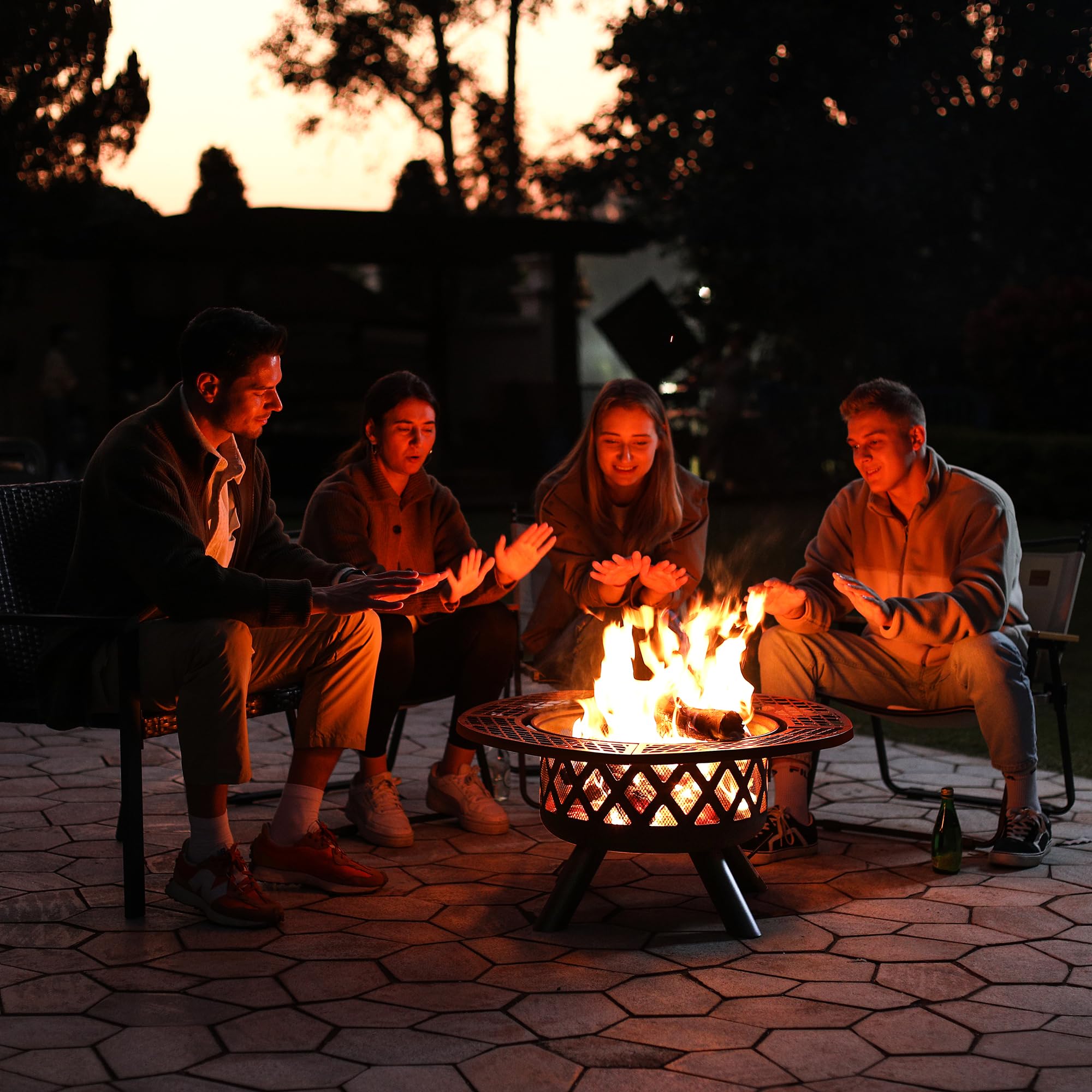 32 inch Wood Fire Pit, Black-Exclusive Price (30 Pieces)