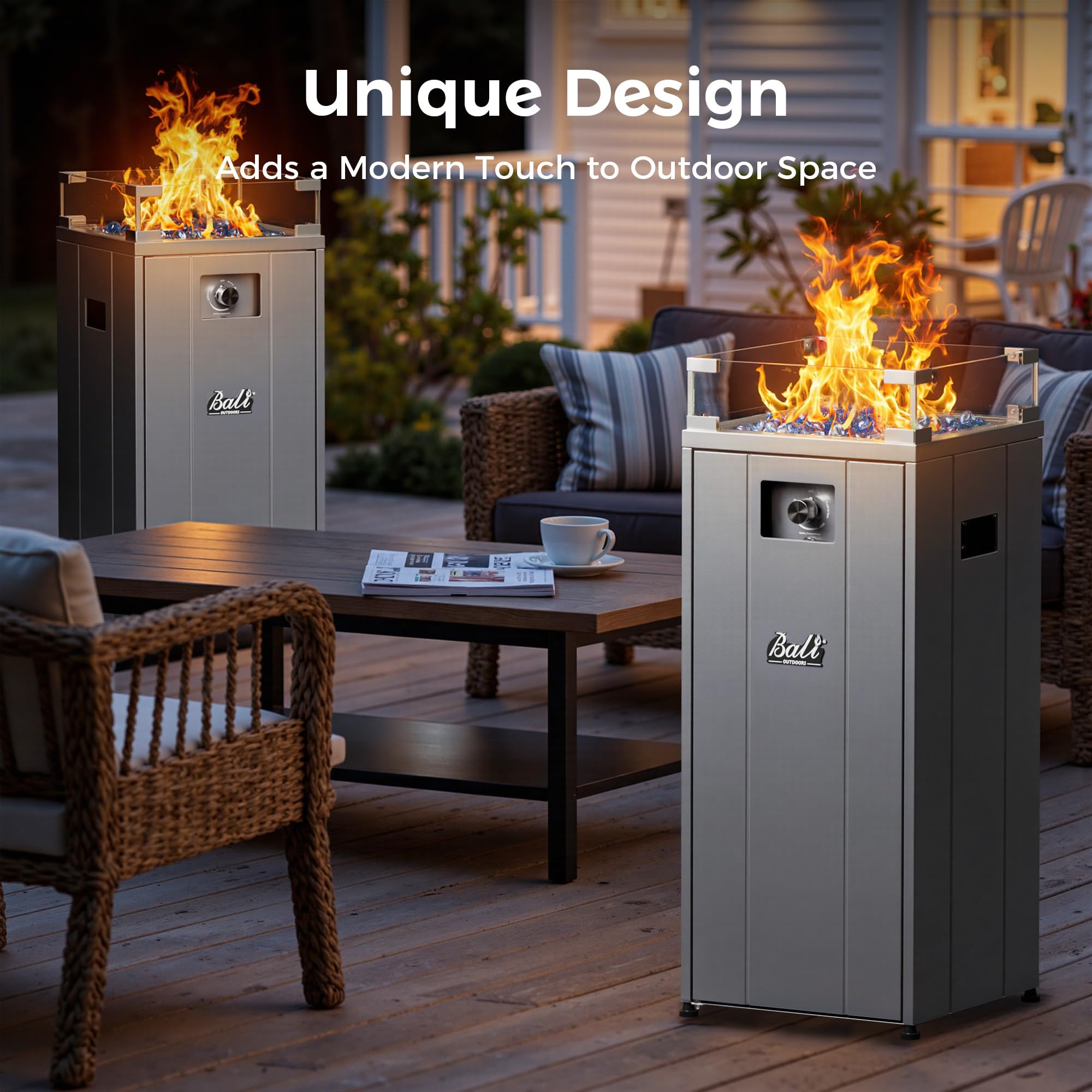 15 inch Propane Fire Pit,Sliver