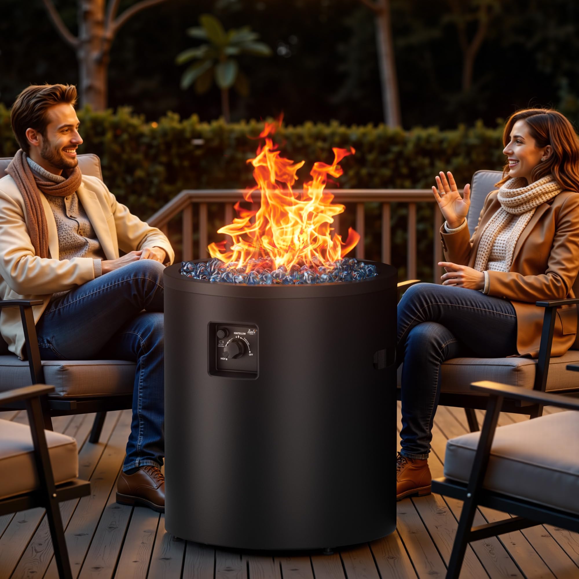 23 Inch Propane Fire Pit, Black