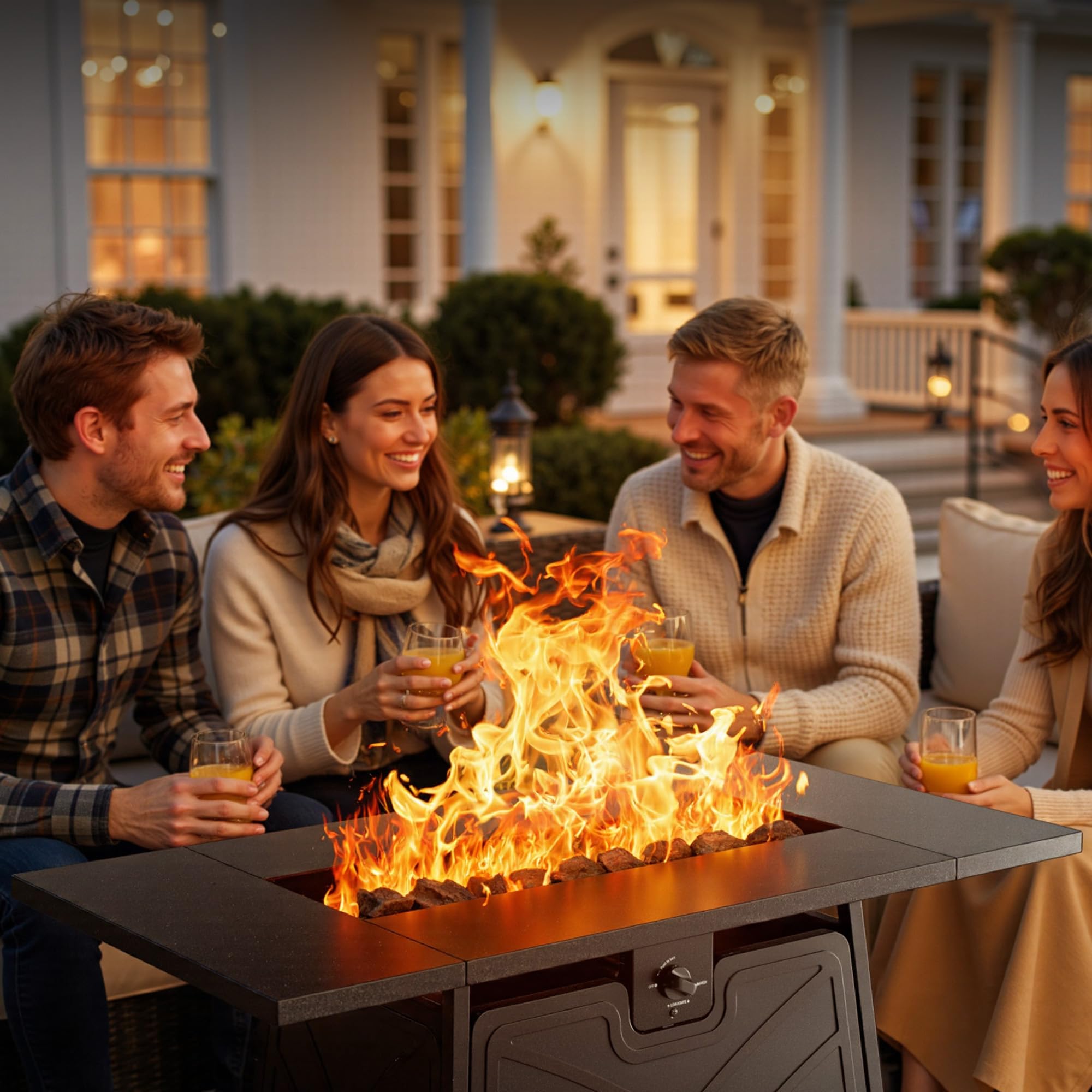 42 Inch Propane Fire Pit Table, Black