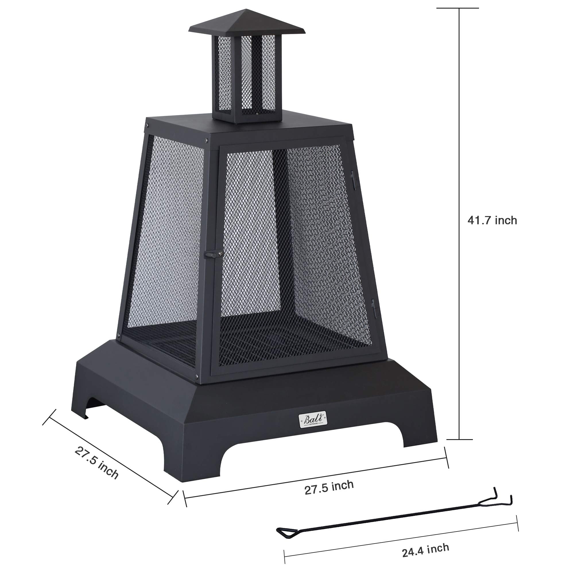 28 inch Wood Fire Pit Outdoor, Black