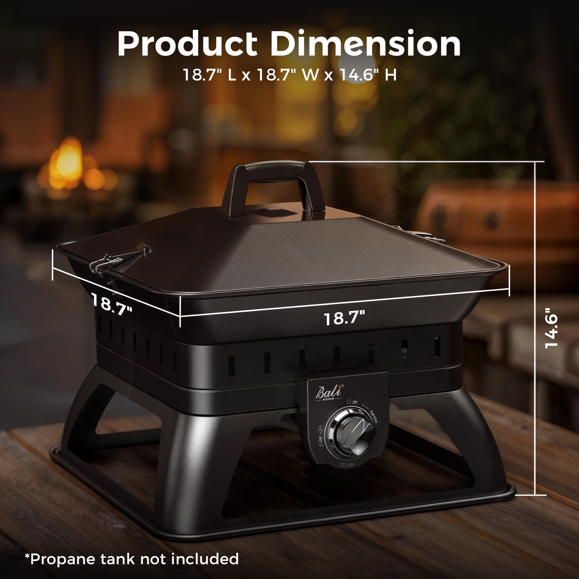 19 Inch Propane Fire Pit , Black