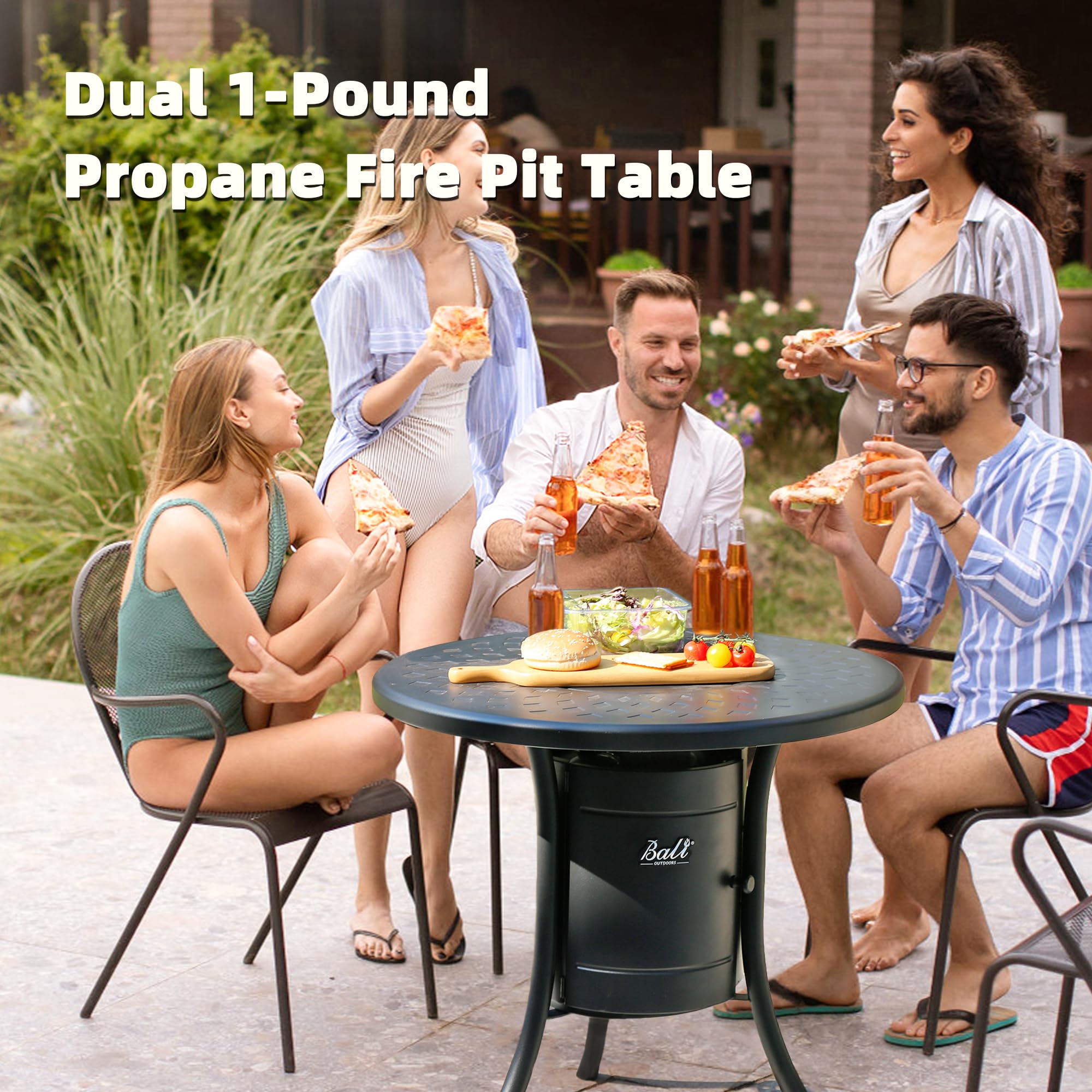 26 Inch Propane Fire Pit for Outdoor, Black