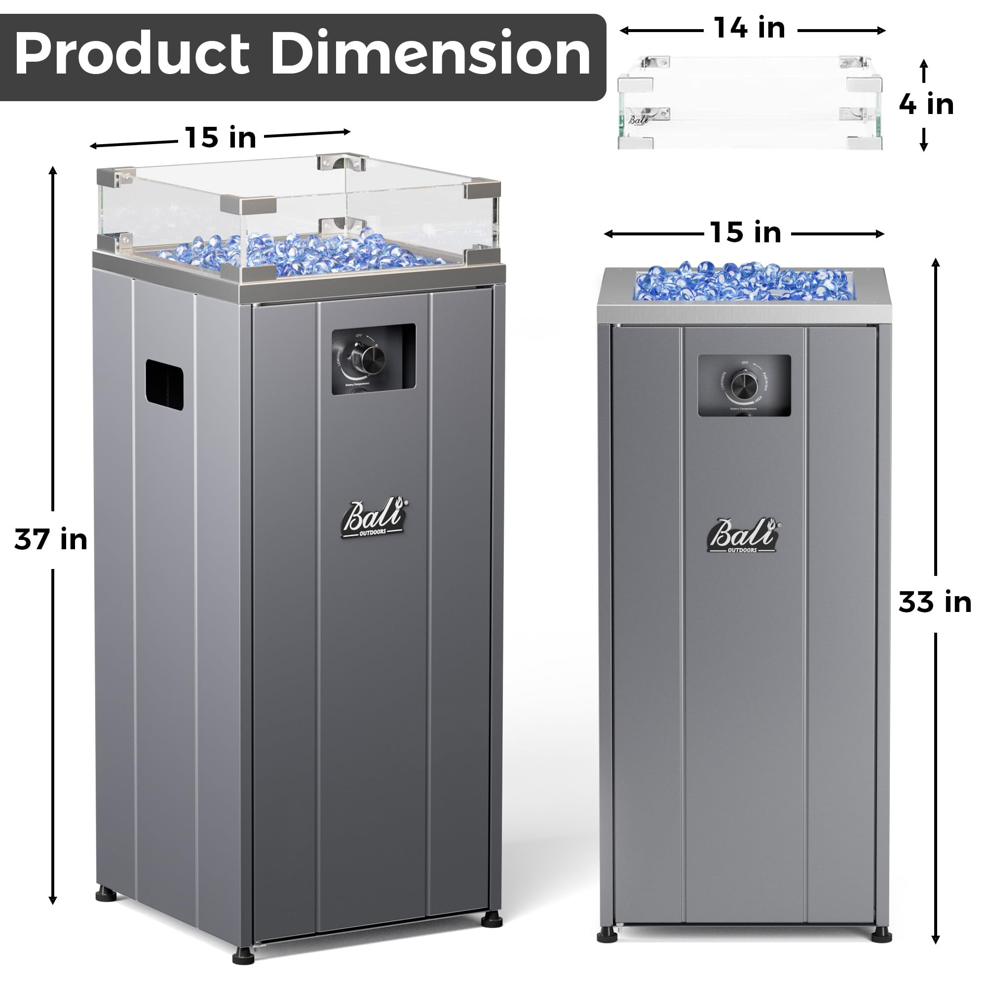 15 inch Propane Fire Pit,Sliver