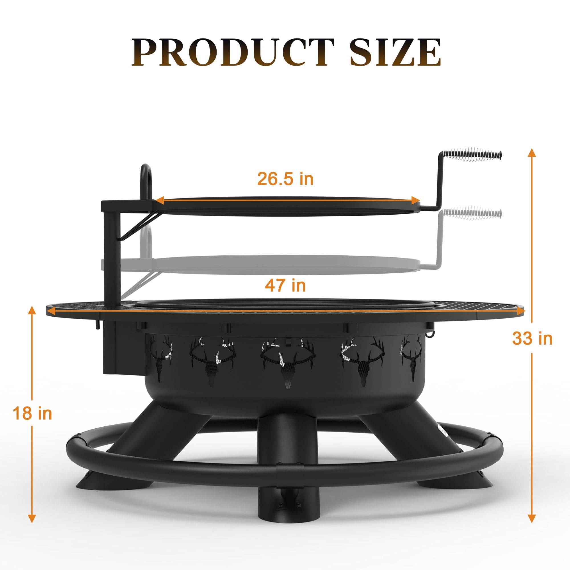 47 inch Wood Fire Pit, Black