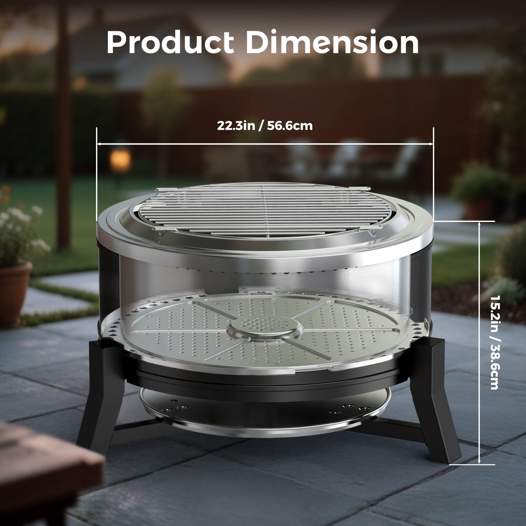 22 inch Smokeless Wood Firepit Outdoor, Black