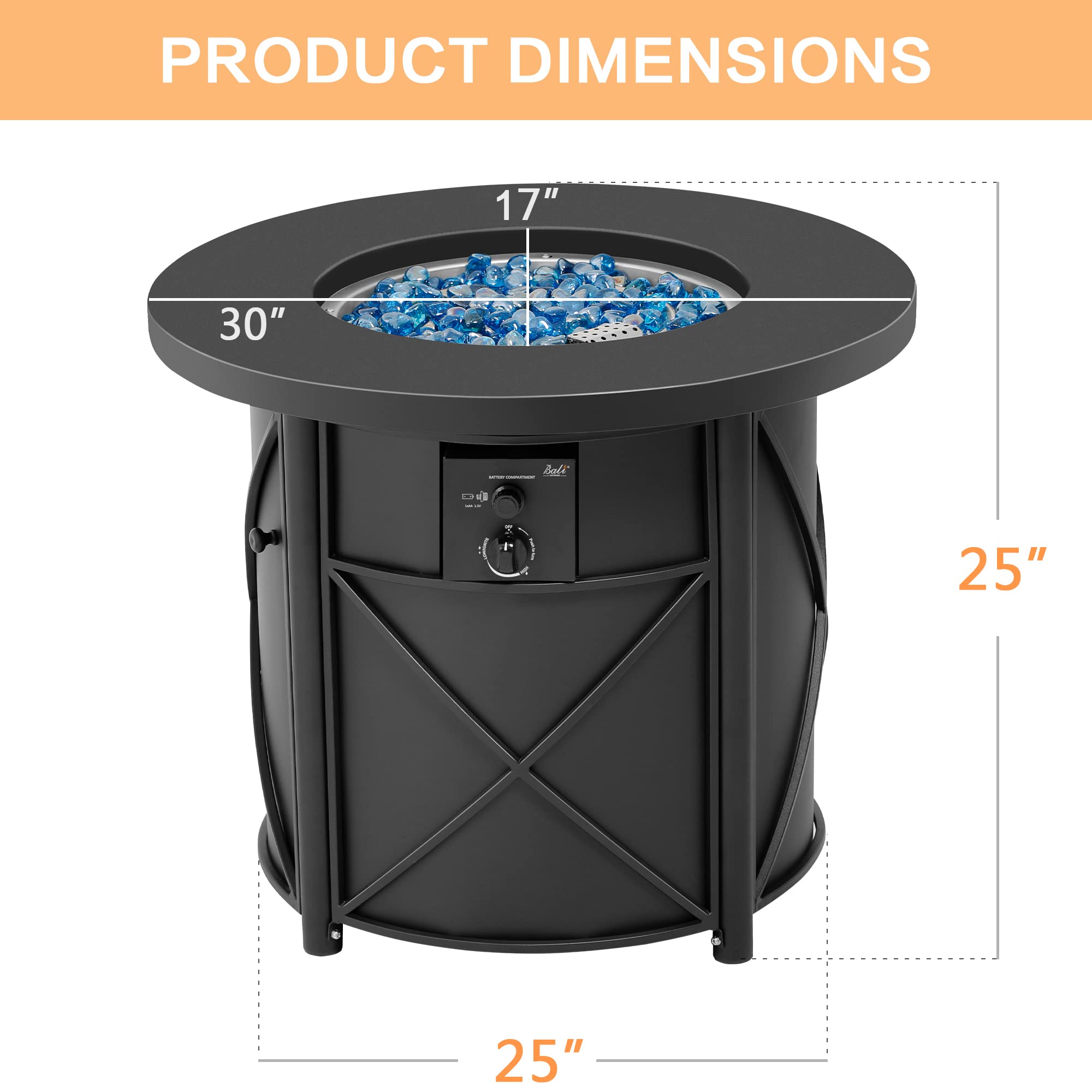 30 Inch Propane Fire Pit Table, Black-Exclusive Price (20 Pieces)