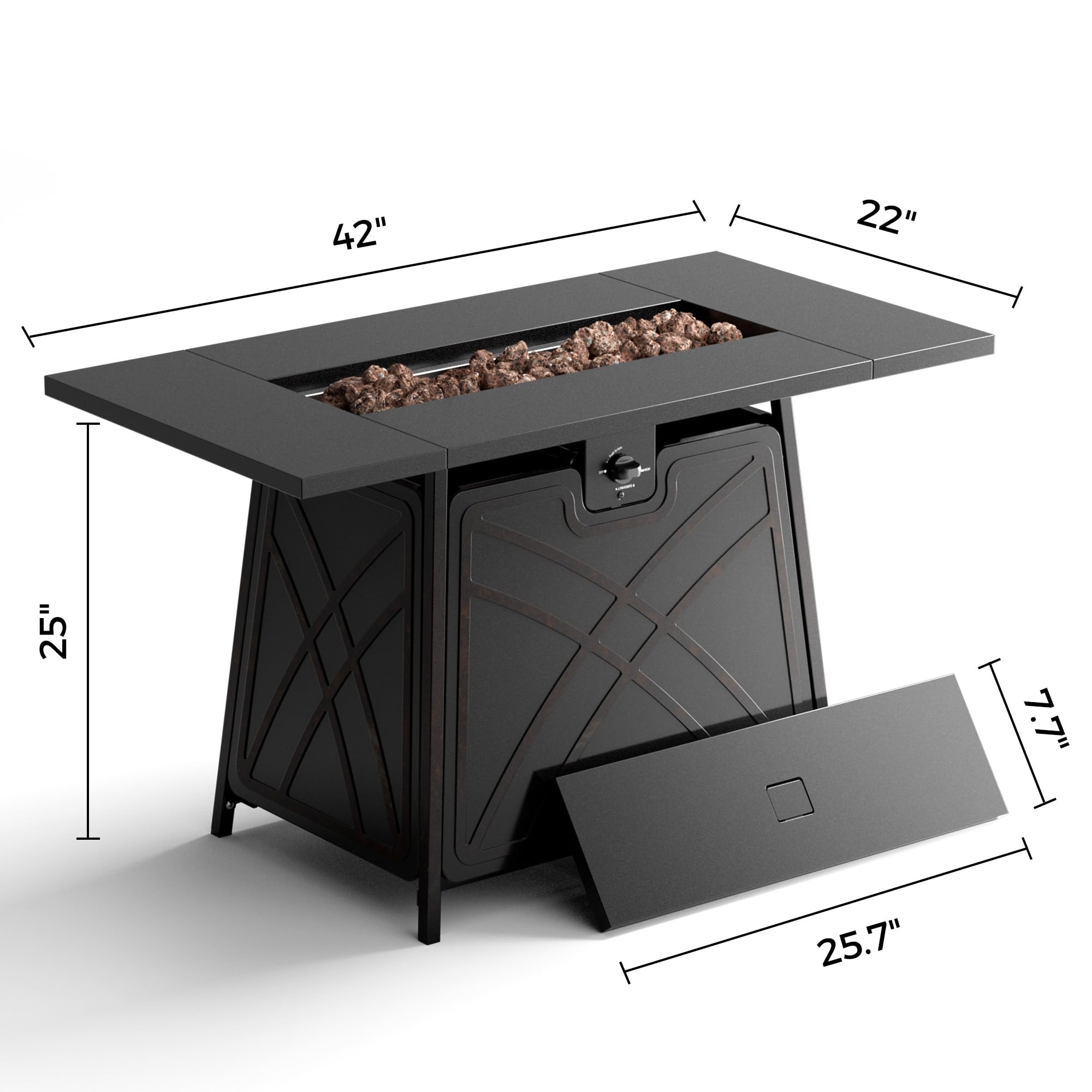 42 Inch Propane Fire Pit Table, Black
