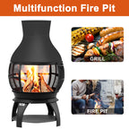 Outdoor Wood Burning Chiminea, Brown-Black