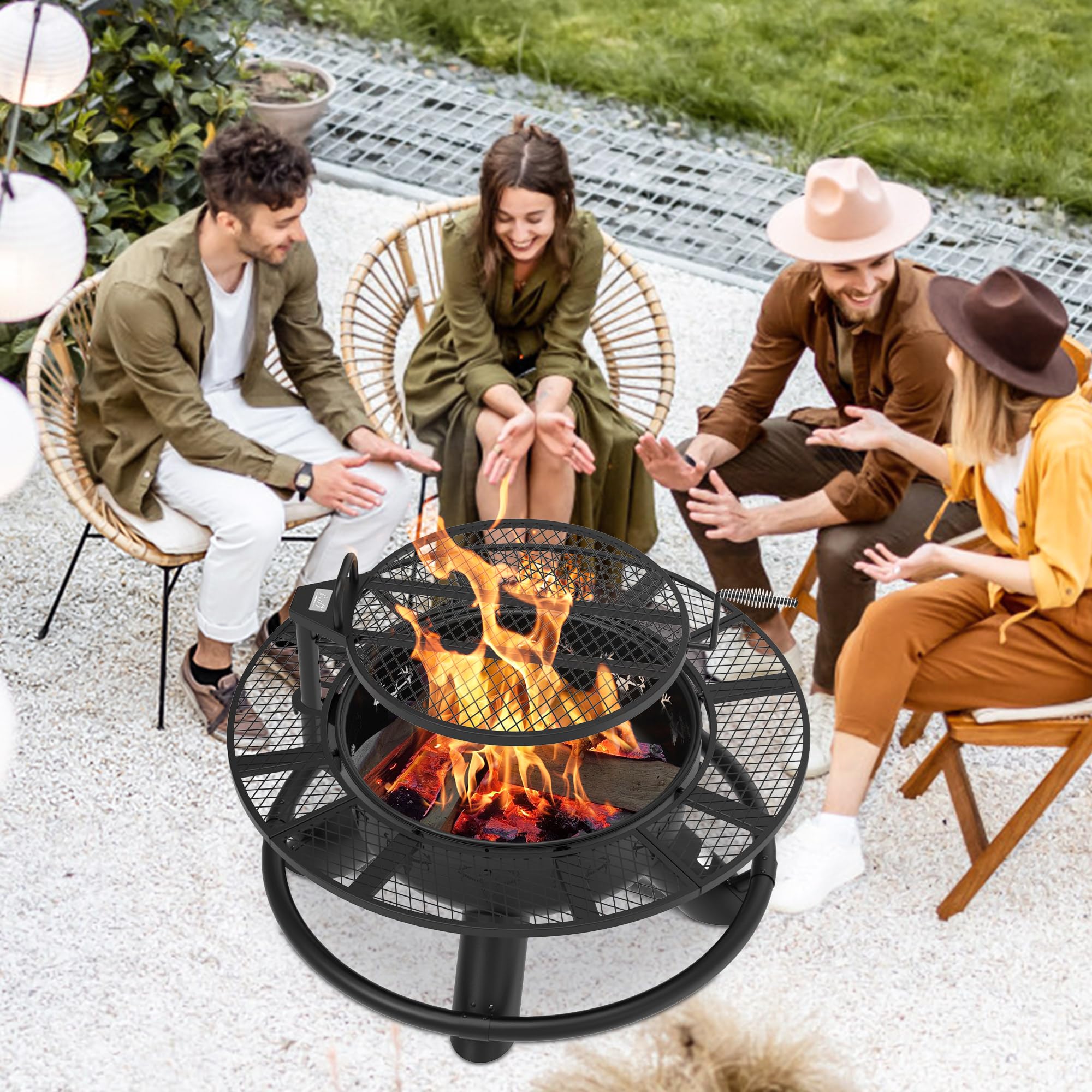 47 inch Wood Fire Pit, Black