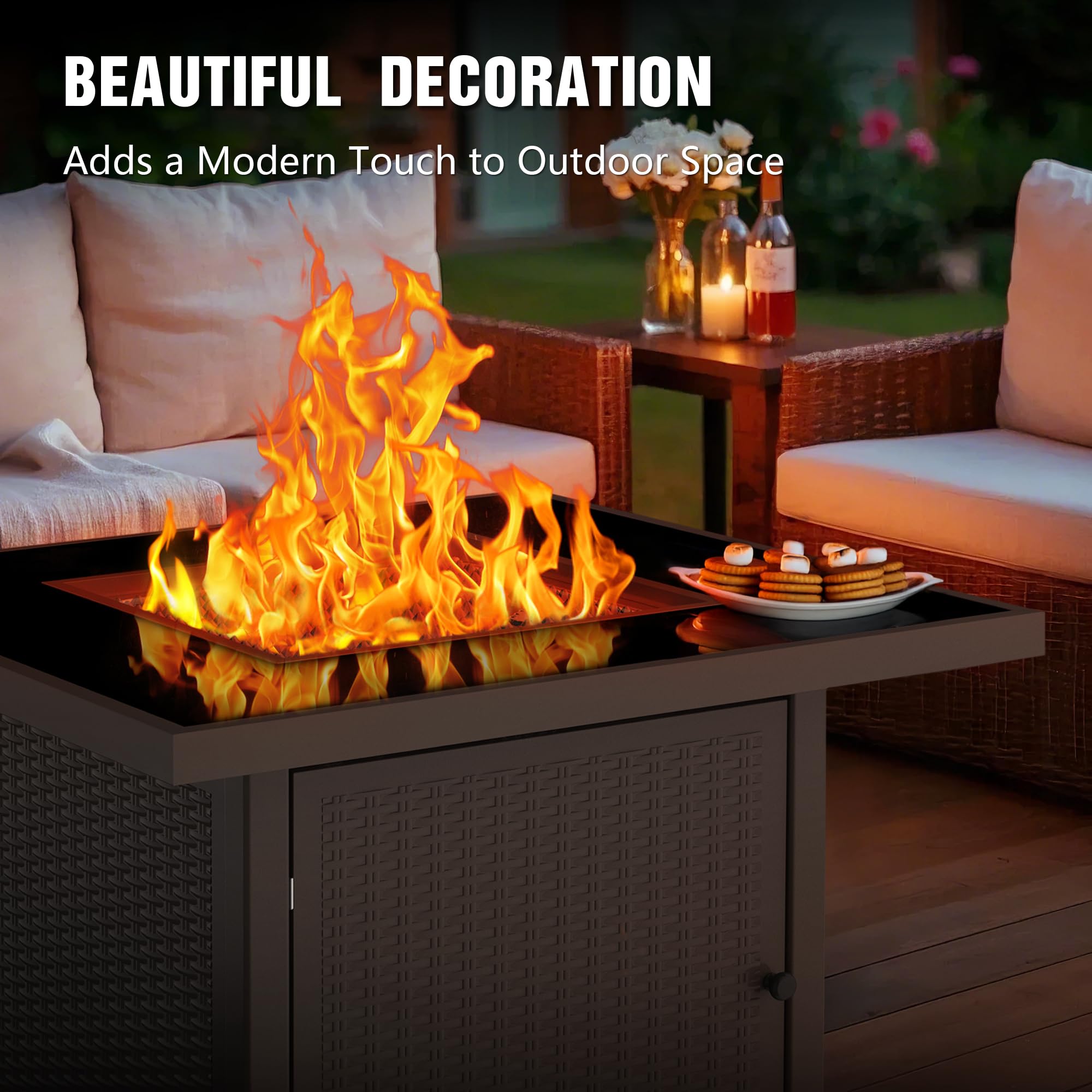 32 Inch Propane Fire Pit Table, Brown