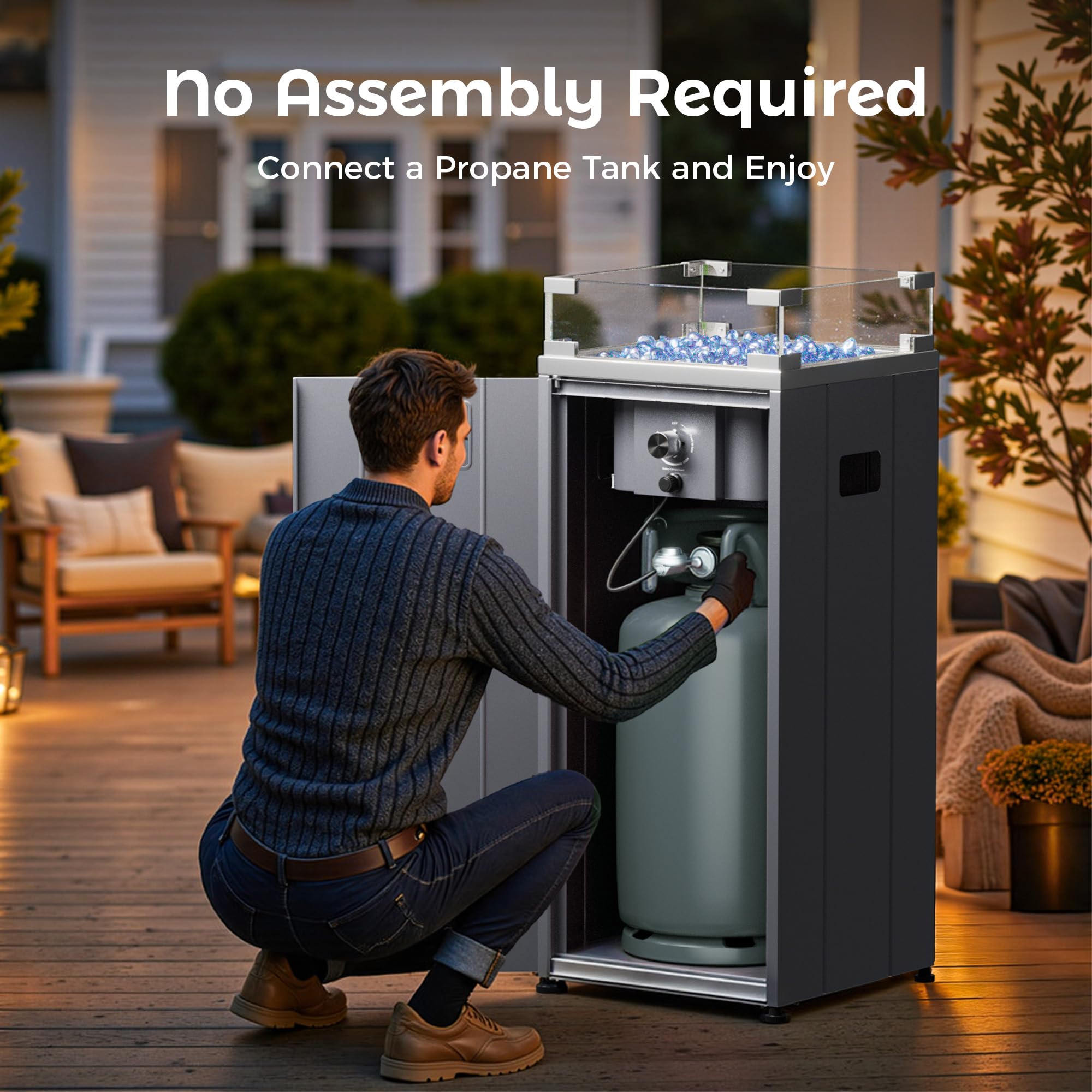 15 inch Propane Fire Pit,Sliver