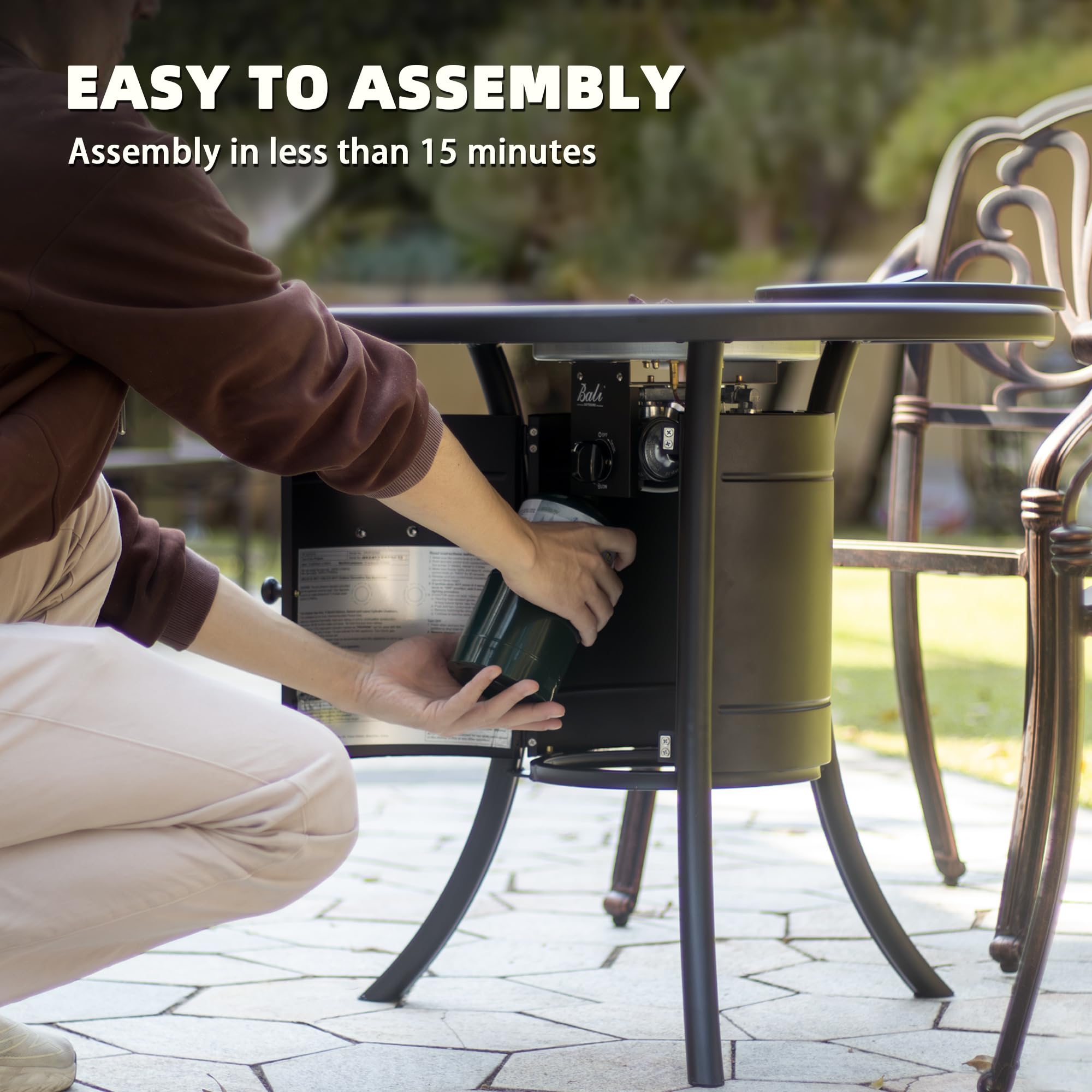 26 Inch Propane Fire Pit for Outdoor, Black