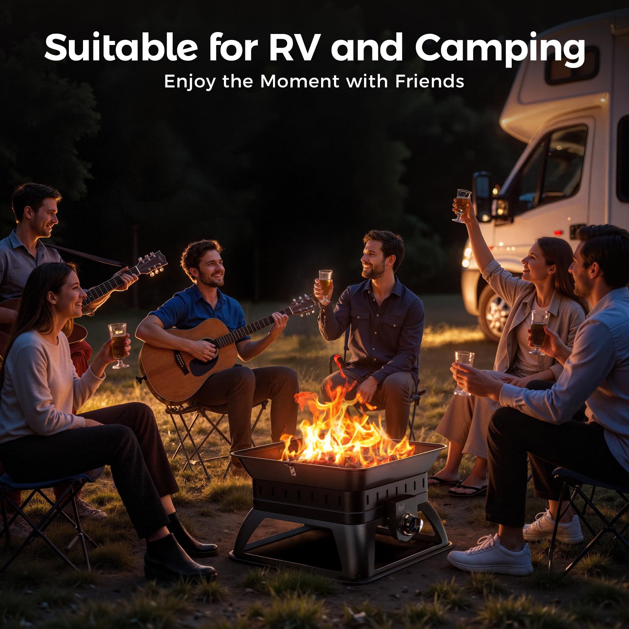 19 Inch Propane Fire Pit , Black