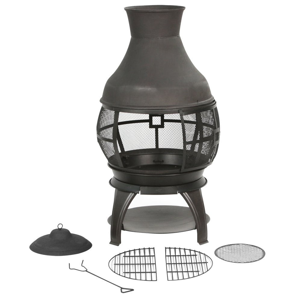 22 Inch Wood Burning Chiminea Fire Pits, Black