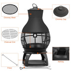 Outdoor Wood Burning Chiminea, Brown-Black