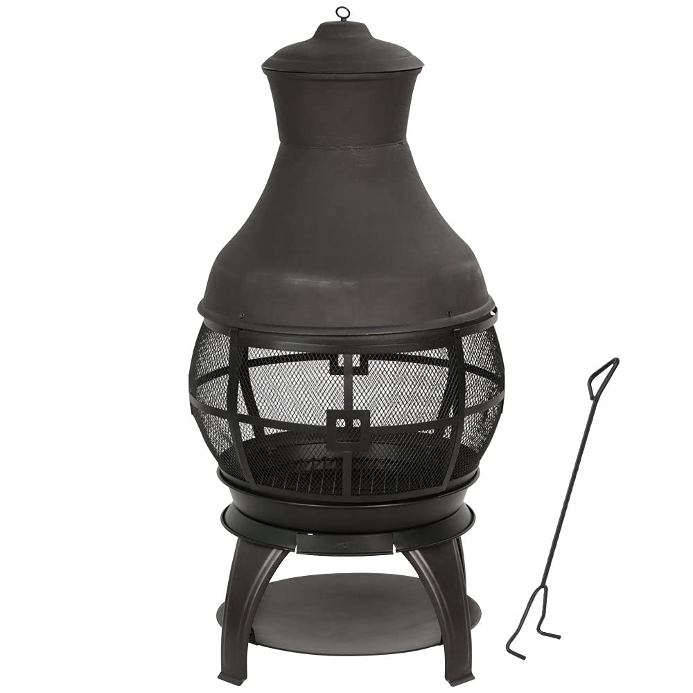22 Inch Wood Burning Chiminea Fire Pits, Black