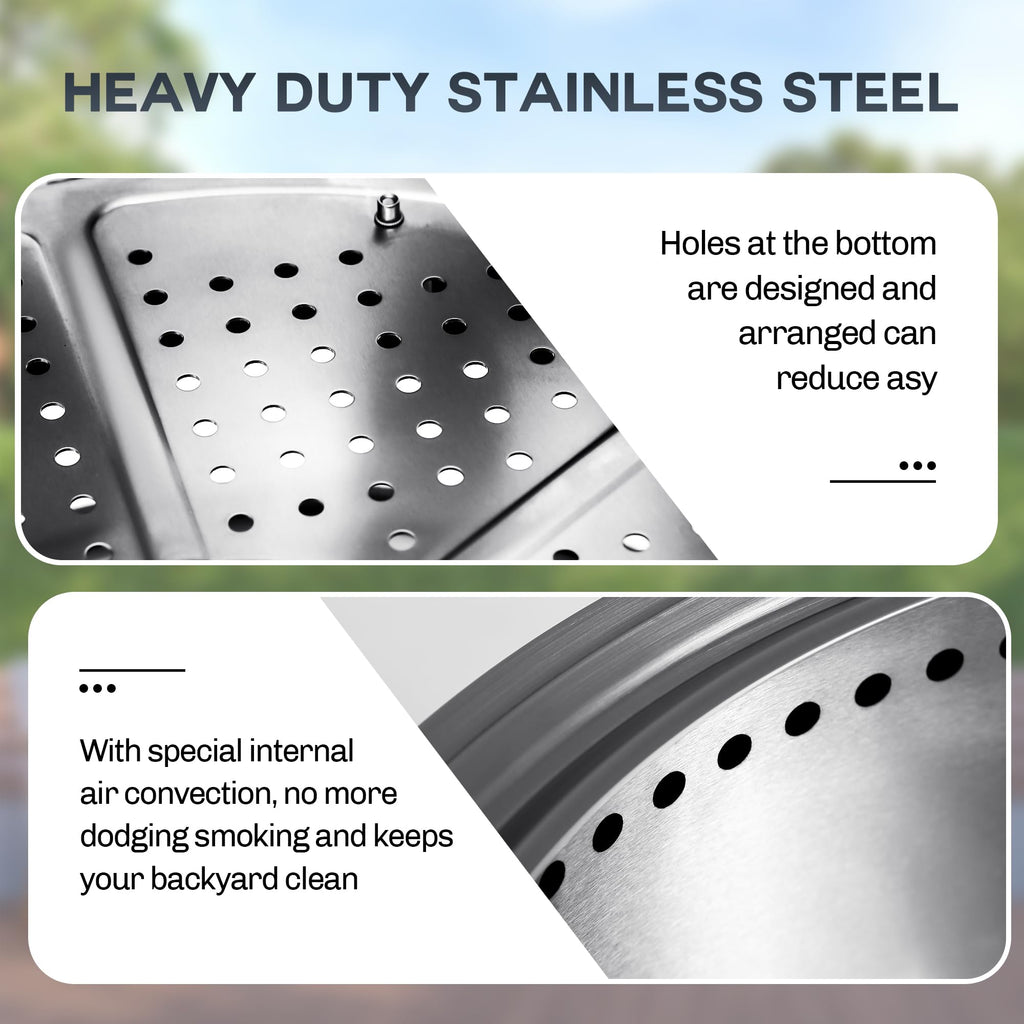 22 inch Smokeless Wood Firepit Outdoor, Black