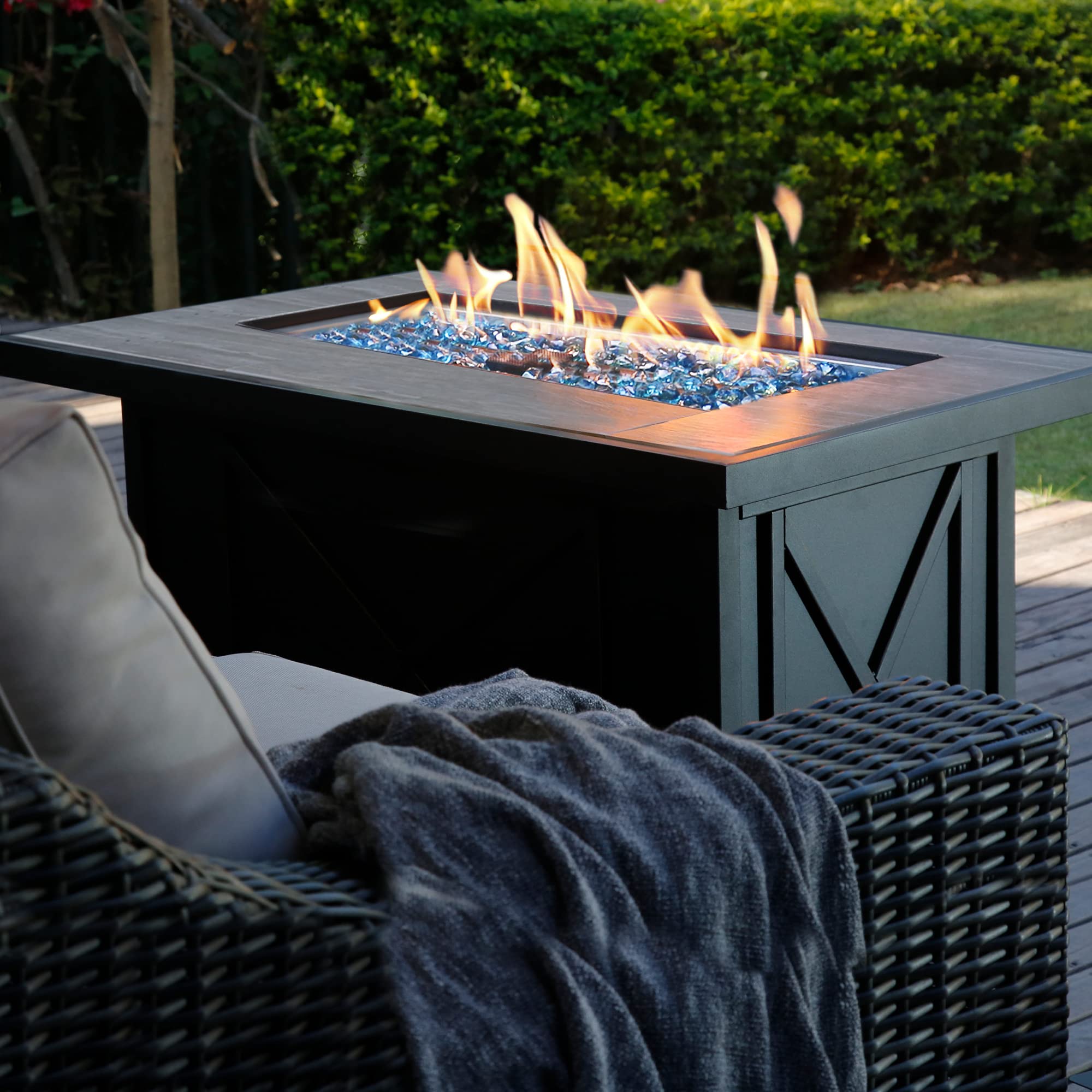 42 Inch Propane Fire Pit Table, Black