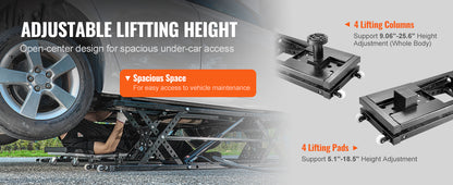 5000lb Portable Car Lift with Extended-Length Plates Carbon Steel Truck Lift with 120V Power Unit for Home Garage Shop
