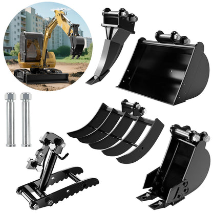 Attachments Mini Excavator: Ripper, Rake, Narrow Bucket, Plain Bucket, Thumb