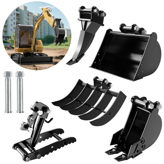 Attachments Mini Excavator: Ripper, Rake, Narrow Bucket, Plain Bucket, Thumb