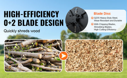 Wood Chipper Shredder Mulcher Heavy Duty Gas Powered 4.1/8.6KW Woodchipper Fast Wood Chipping Chopping for Forestry